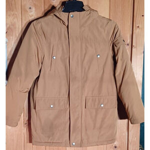 SWISSTECH Chore Coat Women's XL Mid-Length Barn Coat Beige Insulated Hooded